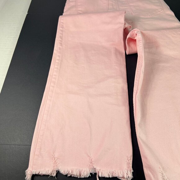 Risen Jeans Women's 32x31* High Rise Wide Leg Pink Stretch Raw Hem Denim Tag 30 - Picture 11 of 16
